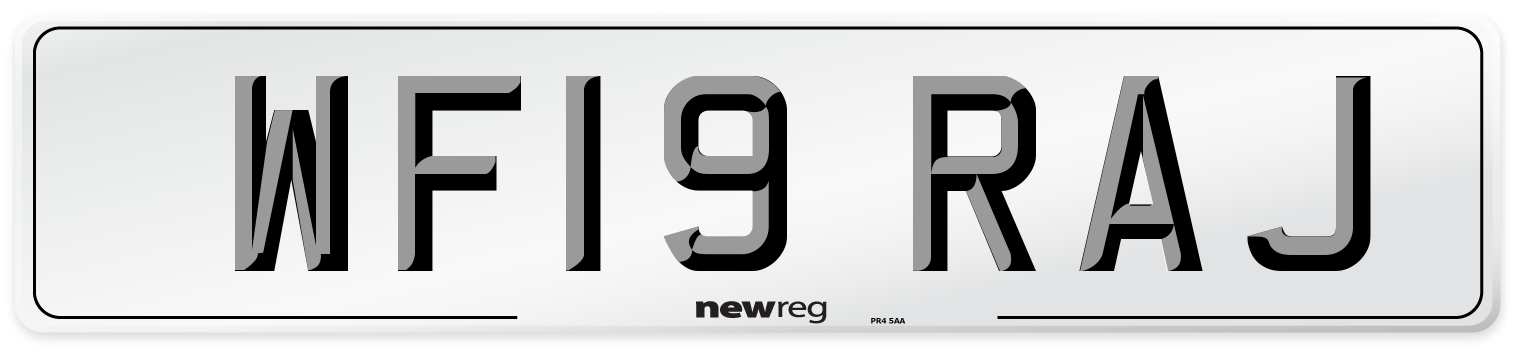 WF19 RAJ Number Plate from New Reg